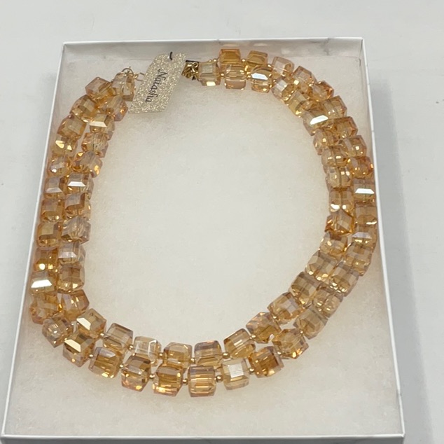 Nwt Natasha Double Stranded Iridescent Bead Necklace